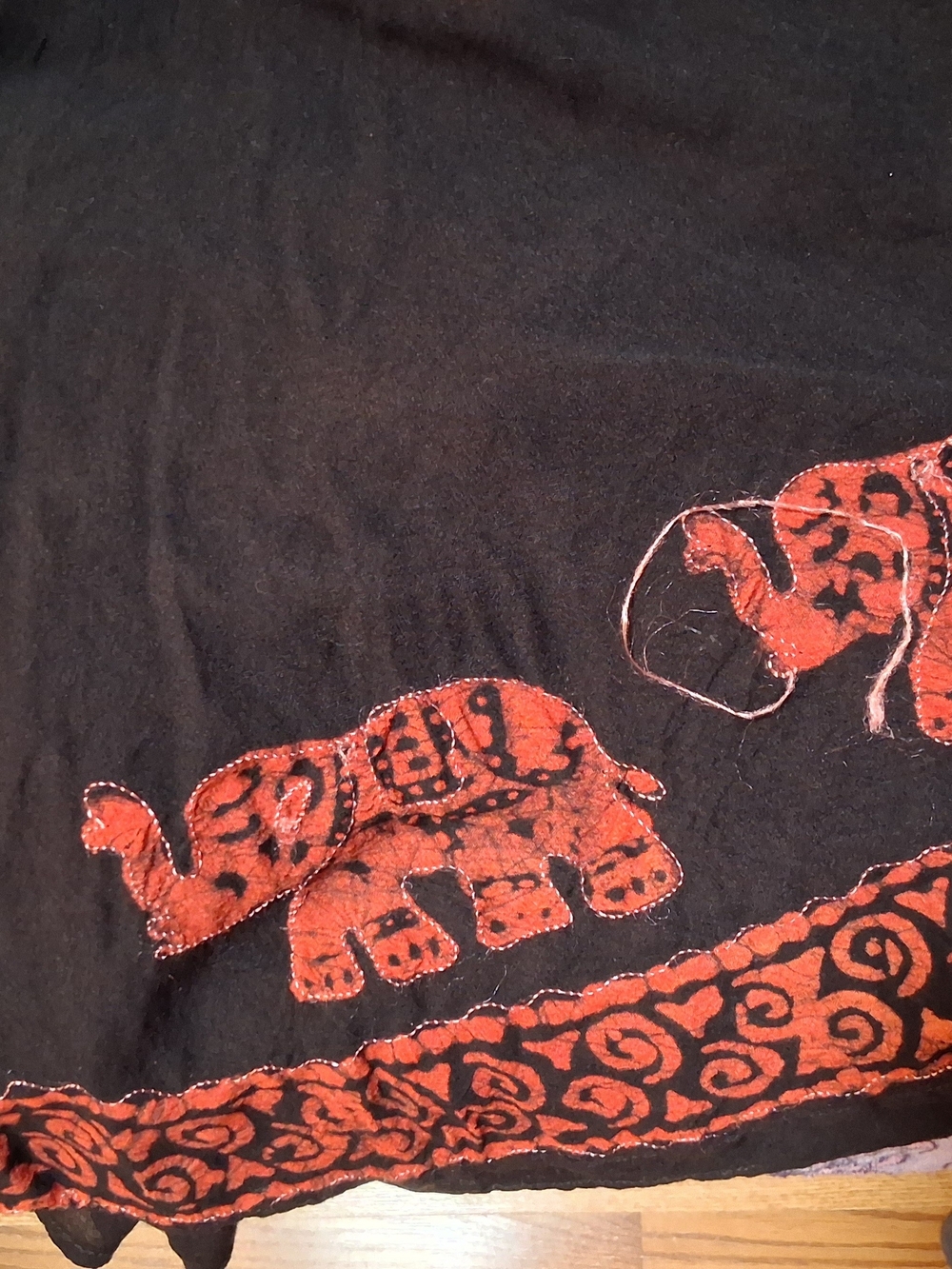 India Boutique Black Sleeveless Tunic with Red Paisley & Elephant Embroidery - Picture 2 of 5